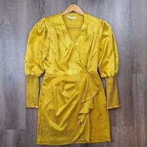 Wayf Long Sleeve Mini Wrap Dress size S